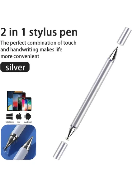 2in1 Dokunmatik Stylus Disk Pen ve Tükenmez Tablet Kalemi Telefon Tüm Dokunmatik Ekranlara Uyumlu