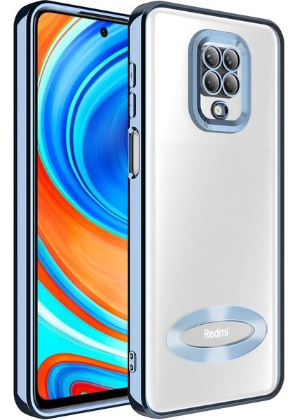 Xiaomi Redmi Note 9 Pro Kılıf Logo Gösteren Parlak Kenarlı Kamera Lens Korumalı Şeffaf Omega Silikon Kapak