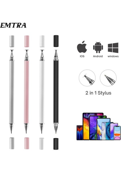 2in1 Dokunmatik Stylus Disk Pen ve Tükenmez Tablet Kalemi Telefon Tüm Dokunmatik Ekranlara Uyumlu