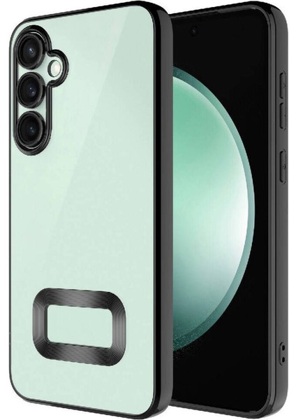 Samsung Galaxy S23 Fe Kılıf Kamera Lens Korumalı Şeffaf Renkli Logo Gösteren Parlak Kapak