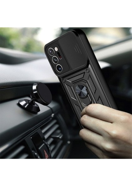 Samsung Galaxy Note 20 Ultra Uyumlu Kılıf Kamera Korumalı Sürgülü Yüzüklü Armor Military Tank Zırh fiyatları