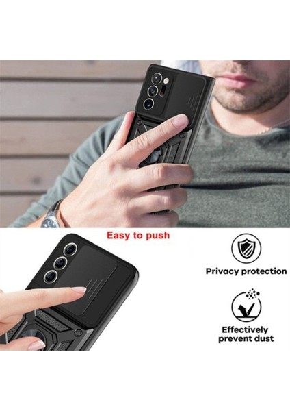 Samsung Galaxy Note 20 Ultra Uyumlu Kılıf Kamera Korumalı Sürgülü Yüzüklü Armor Military Tank Zırh modelleri