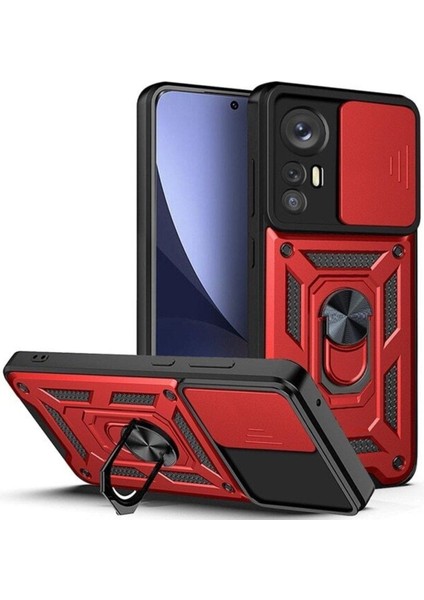 Xiaomi Mi 12 Pro Uyumlu Kılıf Kamera Korumalı Sürgülü Yüzüklü Armor Military Tank Zırhlı