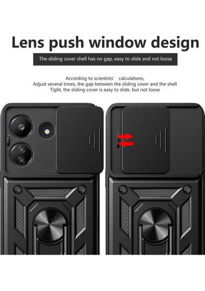 Xiaomi Redmi 13C Kılıf Kamera Korumalı Sürgülü Yüzüklü Armor Military Tank Koruyucu Kapak indirimleri