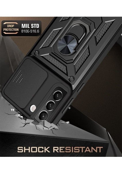Samsung Galaxy S22 Plus Uyumlu Kılıf Kamera Korumalı Sürgülü Yüzüklü Armor Military Tank Zırhlı modelleri