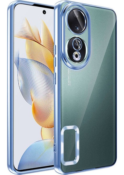Honor 90 Uyumlu Kılıf Kamera Lens Korumalı Şeffaf Renkli Logo Gösteren Parlak Kapak