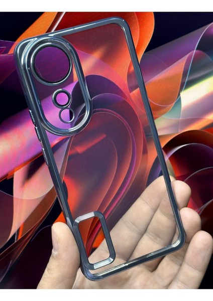 Honor 90 Uyumlu Kılıf Kamera Lens Korumalı Şeffaf Renkli Logo Gösteren Parlak Kapak