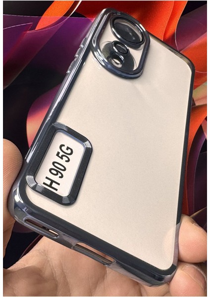 Honor 90 Uyumlu Kılıf Kamera Lens Korumalı Şeffaf Renkli Logo Gösteren Parlak Kapak