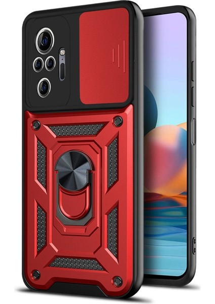 Xiaomi Poco X3 Gt Uyumlu Kılıf Kamera Korumalı Sürgülü Yüzüklü Armor Military Tank