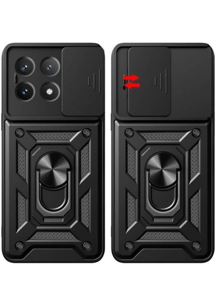 Poco X6 Pro 5g Kılıf Kamera Korumalı Sürgülü Yüzüklü Armor Tank Kapak