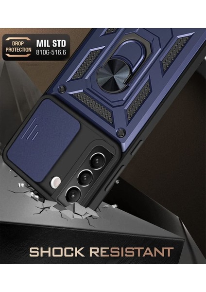 Samsung Galaxy S22 Plus Uyumlu Kılıf Kamera Korumalı Sürgülü Yüzüklü Armor Military Tank Zırhlı modelleri