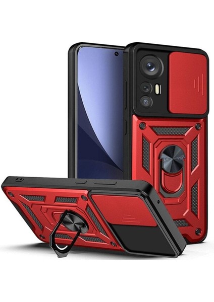 Xiaomi Mi 12 Uyumlu Kılıf Kamera Korumalı Sürgülü Yüzüklü Armor Military Tank Zırhlı