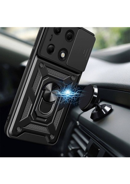 Xiaomi Redmi Note 13 4g Kılıf Kamera Korumalı Sürgülü Yüzüklü Armor Military Tank Koruyucu Kapak