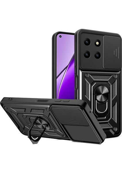 Realme 11 4g Kılıf Kamera Korumalı Sürgülü Yüzüklü Armor Military Tank Koruyucu Kapak