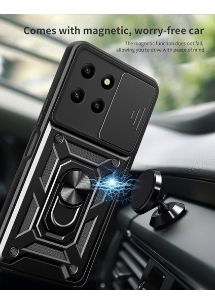 Realme 11 4g Kılıf Kamera Korumalı Sürgülü Yüzüklü Armor Military Tank Koruyucu Kapak