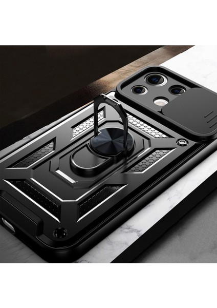 Xiaomi Mi 11 Lite Uyumlu Kılıf Kamera Korumalı Sürgülü Yüzüklü Armor Military Tank Zırh