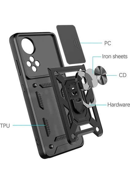 Huawei Nova 10 Kılıf Kamera Korumalı Sürgülü Yüzüklü Armor Military Tank Koruyucu Kapak