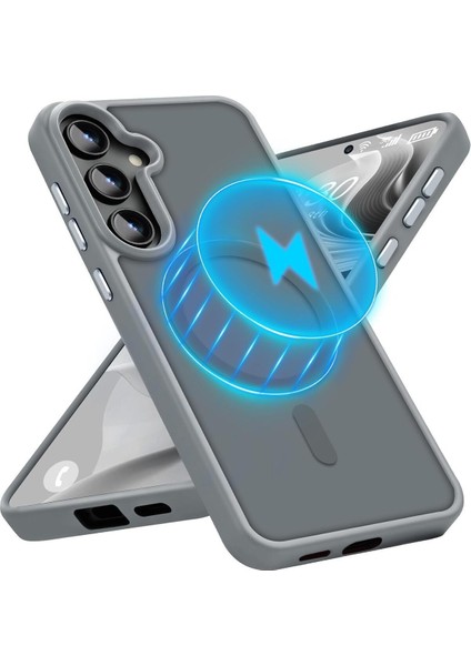 Samsung Galaxy S24 Plus Kılıf Kamera Çıkıntılı Magsafe Şarj Destekli Yumuşak Kenarlı Mat Kapak