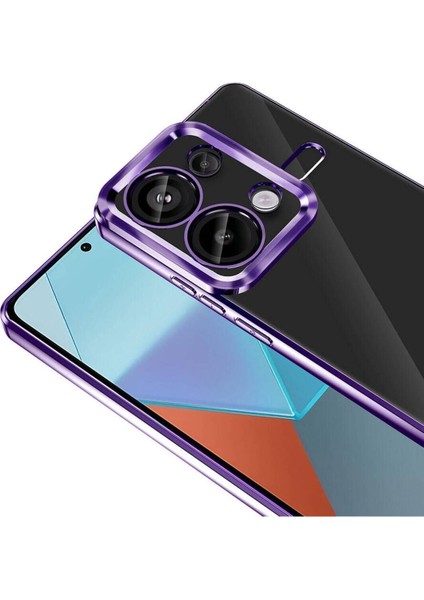 Xiaomi Redmi Note 13 Pro 4g Kılıf Kamera Lens Korumalı Şeffaf Renkli Logo Gösteren Parlak Kapak