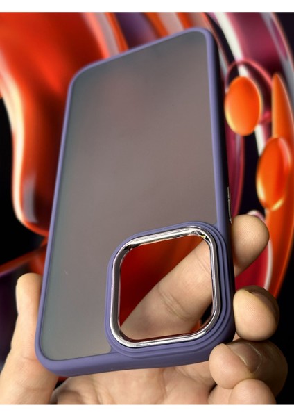 Apple iPhone 15 Pro Max Kılıf Metal Çerçeve Hassas Butonlu Renkli Buzlu Şeffaf Transparan Kapak