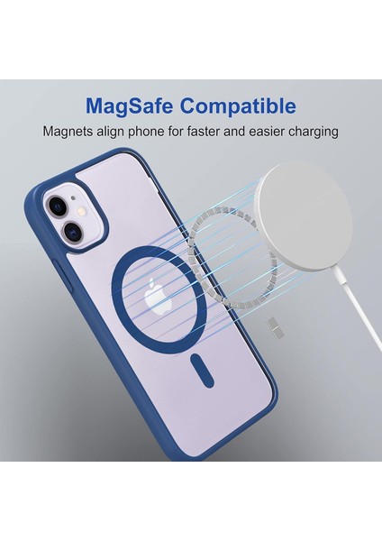 Apple iPhone 11 Kılıf Magsafe Wireless Şarj Özellikli Tam Koruma Renkli Sert Silikon Ege Kapak