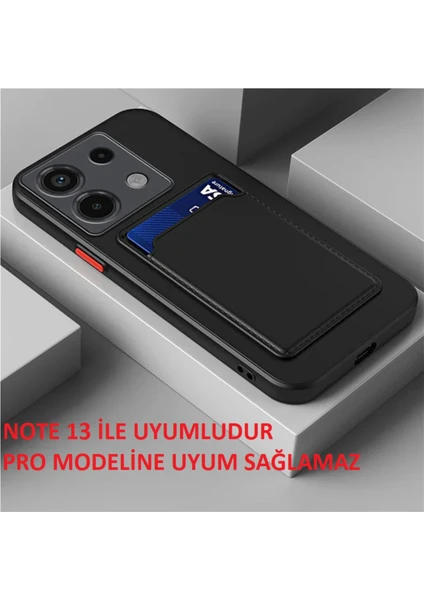 Xiaomi Redmi Note 13 4g Kılıf Kamera Korumalı Kartlıklı Cüzdanlı Kırmızı Tuşlu Siyah Silikon Kapak