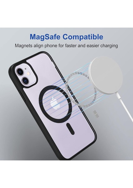 Apple iPhone 11 Kılıf Magsafe Wireless Şarj Özellikli Tam Koruma Renkli Sert Silikon Ege Kapak