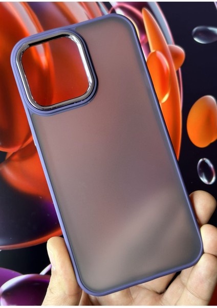 Apple iPhone 14 Pro Max Kılıf Metal Çerçeve Hassas Butonlu Renkli Buzlu Şeffaf Transparan Kapak