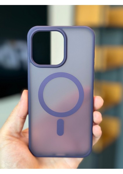 Apple iPhone 15 Pro Max Kılıf Kamera Çıkıntılı Magsafe Wireless Şarj Destekli Mat Renkli Yumuşak Dokulu Kapak