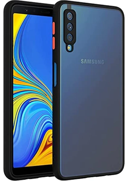 Samsung Galaxy A7 2018 Kılıf Mat Parmak Izi Yapmaz Kamera Korumalı Renkli Tuşlu Sert Silikon