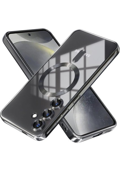 Samsung Galaxy S24 Plus Kılıf Kamera Lens Korumalı Magsafe Şarj Kilifi Şeffaf Renkli Yumuşak