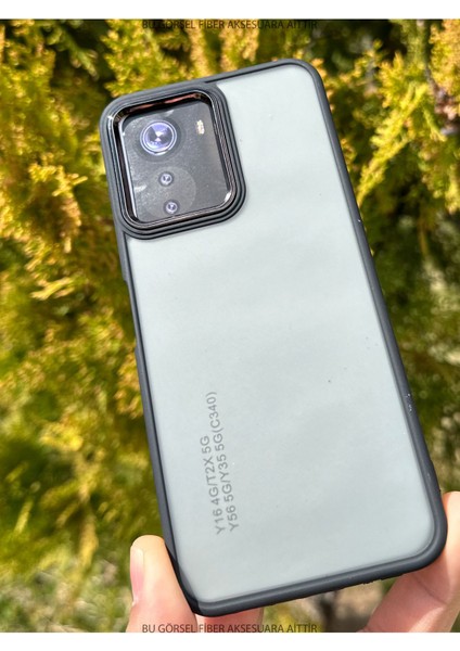 Vivo Y16 4g Kılıf Metal Çerçeve Hassas Butonlu Renkli Buzlu Şeffaf Transparan Kapak