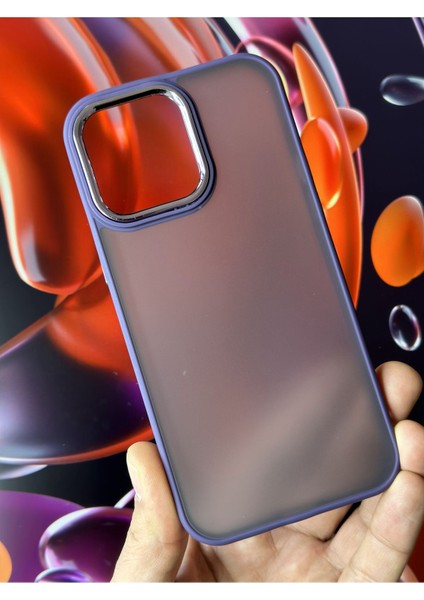 Apple iPhone 14 Pro Kılıf Metal Çerçeve Hassas Butonlu Renkli Buzlu Şeffaf Transparan Kapak