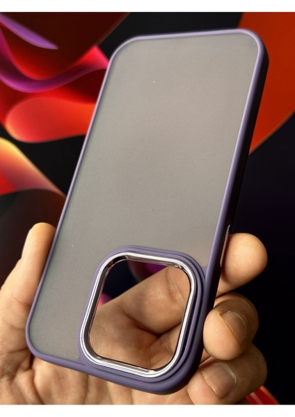 Apple iPhone 14 Pro Kılıf Metal Çerçeve Hassas Butonlu Renkli Buzlu Şeffaf Transparan Kapak