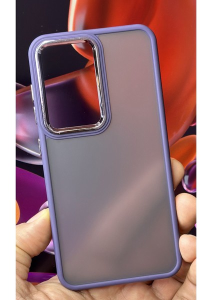 Samsung Galaxy S23 Kılıf Metal Çerçeve Hassas Butonlu Renkli Buzlu Şeffaf Transparan Kapak