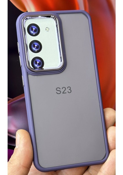 Samsung Galaxy S23 Kılıf Metal Çerçeve Hassas Butonlu Renkli Buzlu Şeffaf Transparan Kapak modelleri