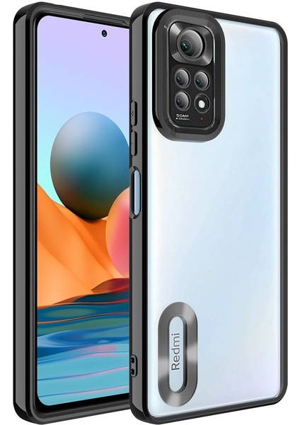 Xiaomi Redmi Note 11S Kılıf Kamera Lens Korumalı Şeffaf Renkli Logo Gösteren Parlak Kapak