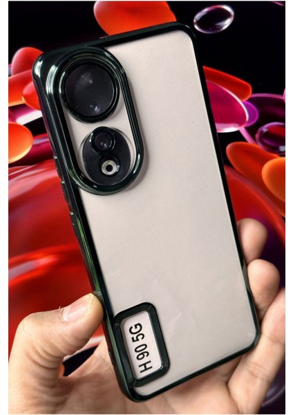 Honor 90 Uyumlu Kılıf Kamera Lens Korumalı Şeffaf Renkli Logo Gösteren Parlak Kapak