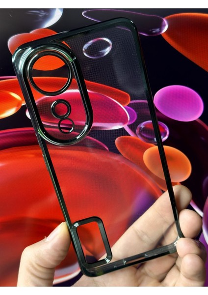 Honor 90 Uyumlu Kılıf Kamera Lens Korumalı Şeffaf Renkli Logo Gösteren Parlak Kapak