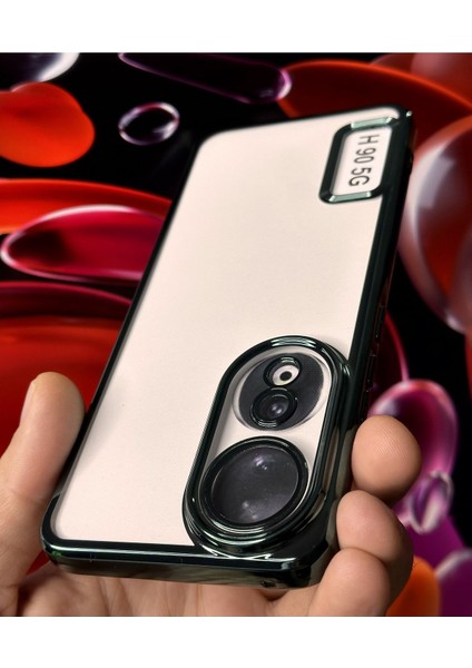 Honor 90 Uyumlu Kılıf Kamera Lens Korumalı Şeffaf Renkli Logo Gösteren Parlak Kapak