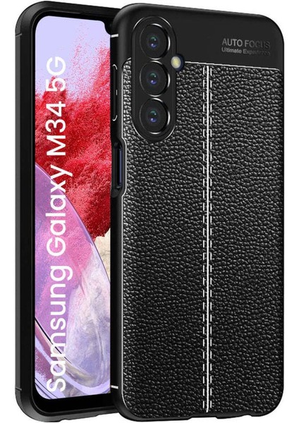 Samsung Galaxy M34 5g Kılıf Kamera Çıkıntılı Deri Görünümlü Dikiş Desenli Koruyucu Kapak Kilif modelleri