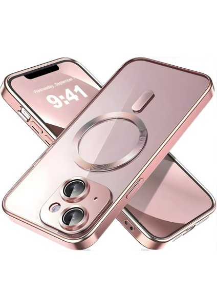 Apple iPhone 14 Plus Kılıf Kamera Lens Korumalı Magsafe Şarj Kilifi Şeffaf Renkli Yumuşak Kapak modelleri