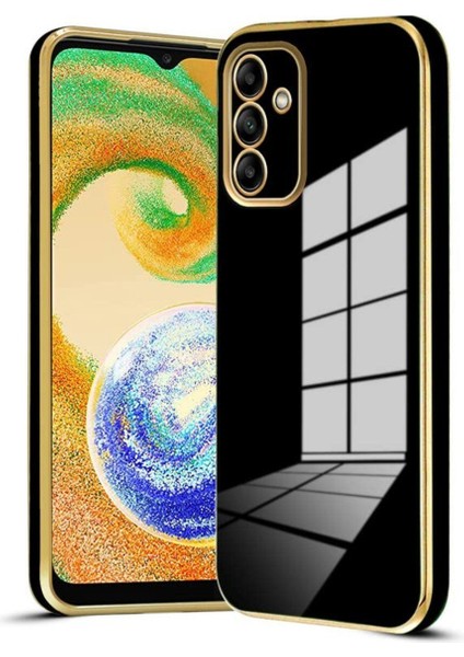 Samsung Galaxy A05S Kılıf Parlak Kenarlı Altın Işlemeli Kamera Korumalı Kapak