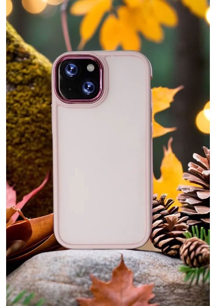 Apple iPhone 15 Plus Kılıf Metal Çerçeve Hassas Butonlu Renkli Buzlu Şeffaf Transparan Kapak