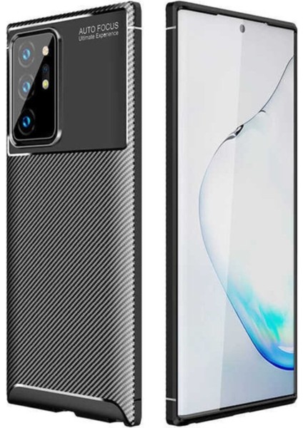 Samsung Galaxy Note 20 Ultra Kılıf Rugged Armor Darbe Emici Uzun Ömürlü Dayanıklı Parmak İzi Yapmaz Karbon Tasarım Negro Silikon Kapak
