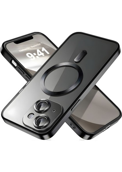 Apple iPhone 15 Plus Kamera Lens Korumalı Magsafe Şarj Kilifi Şeffaf Renkli Yumuşak Kılıf