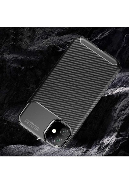 Apple iPhone 11 Kılıf Rugged Armor Darbe Emici Uzun Ömürlü Dayanıklı Parmak İzi Yapmaz Karbon Tasarım Negro Silikon Kapak