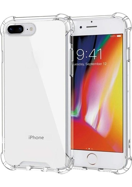 Apple iPhone 8 Plus Kılıf AntiShock Köşe Korumalı Darbe Emici Crystal Berrak Şeffaf Sert Silikon