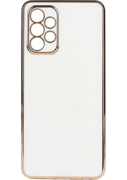 Samsung Galaxy A32 4g Uyumlu Kılıf Parlak Kenarlı Altın Işlemeli Kamera Korumalı Kapak