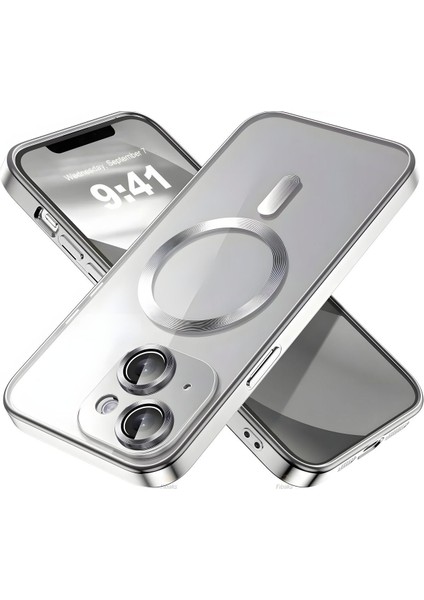 Apple iPhone 15 Kamera Lens Korumalı Magsafe Şarj Kilifi Şeffaf Renkli Yumuşak Kılıf